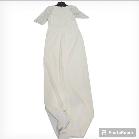 Calvin Klein Rhinestone Short Sleeve Crew Neck Knot Front Sheath Long Maxi Dress - Picture 4 of 14